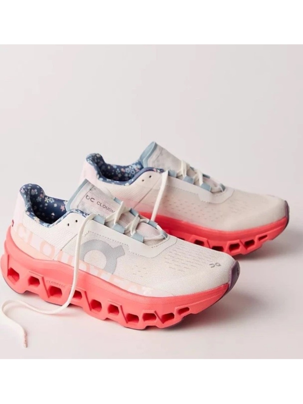 Rare! Cloudmonster On Running Size 10 Free People X Floral Pink White Sneakers - Picture 9 of 11